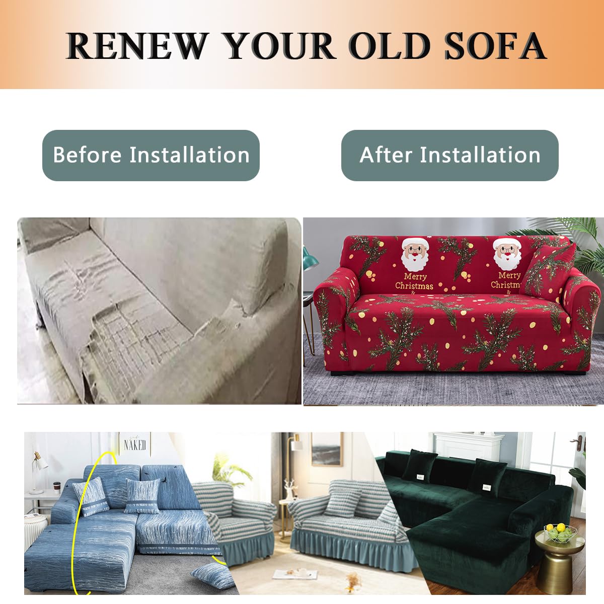 Amazon｜JunJiale ストレッチスパンデックスカウチカバー、ソフト